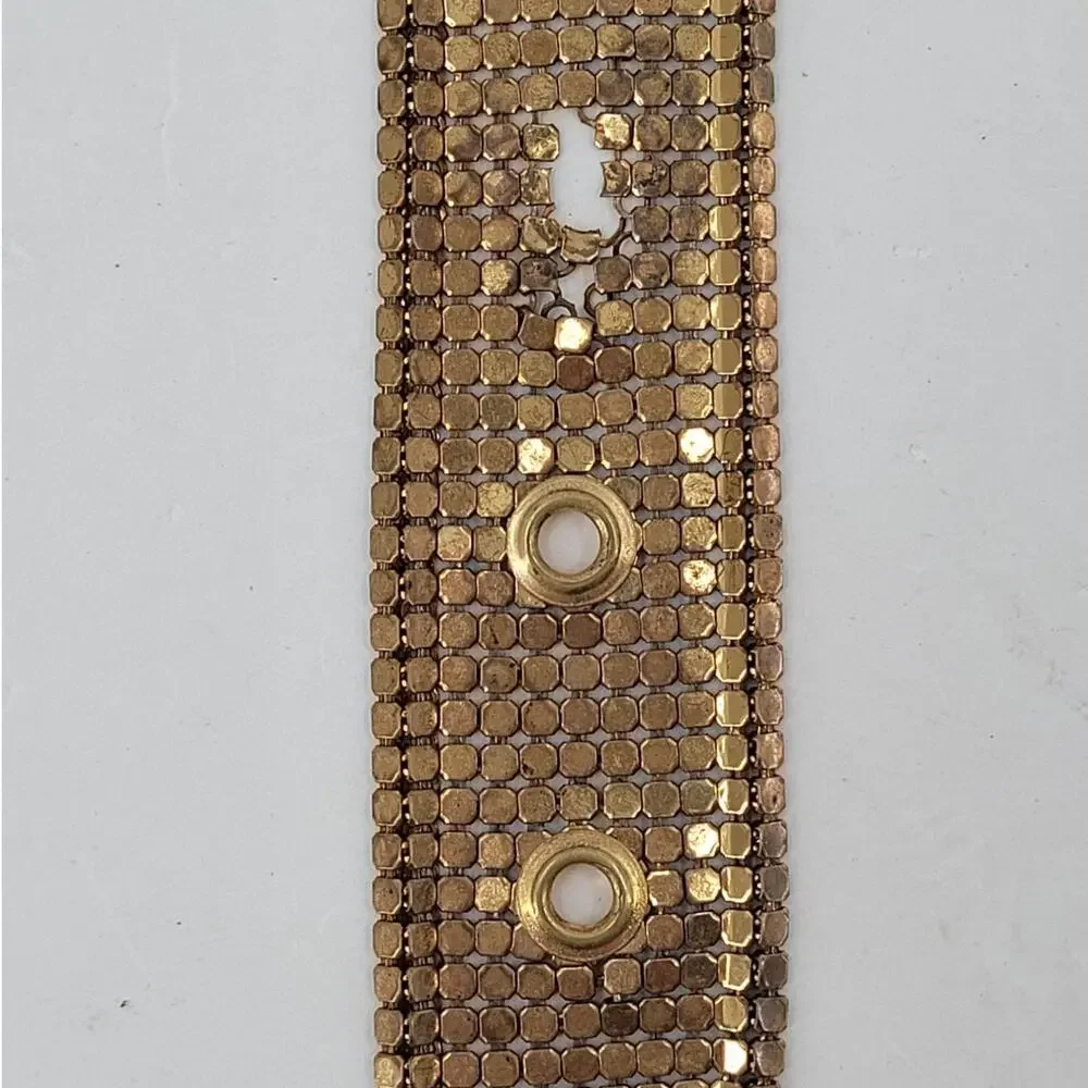 Vintage Gold Tone Chainmail Belt Disco Glam Metallic Mesh Treasure 70s 80s punk
